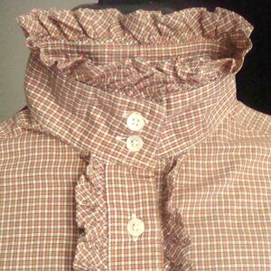 Vintage Ellen Tracy High Neck Ruffle Prairie Blouse